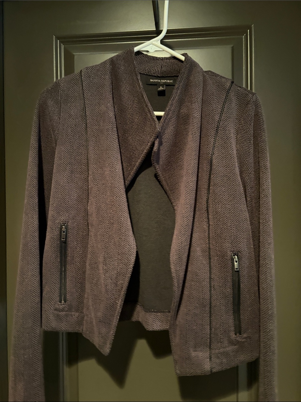 Banana Republic Women's Charcoal Herringbone Open-Front Blazer